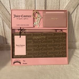 Juicy Couture Chestnut Chino Wristlet, Keychain & Card Case Gift Set